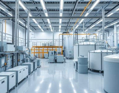 Ultra realistic industrial scene of chemical factory